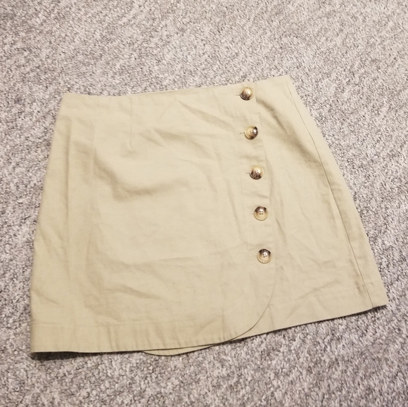 Altar'd state Wrap Mini skirt buttons side olive green size large - Picture 1 of 10